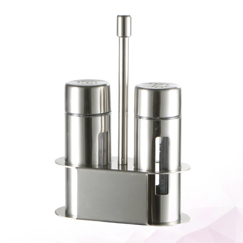 2-Piece Stainless Steel Seasoning Set Large Salt Pepper Condiment Jars Kitchen Spice Organizer Airtight Dispenser