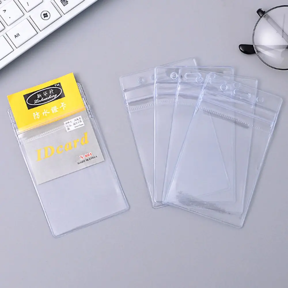 10 pcs/lot Transparent Stationery Supply Exhibition PVC Badge Holder Card Badg Holders Plastic ID Card