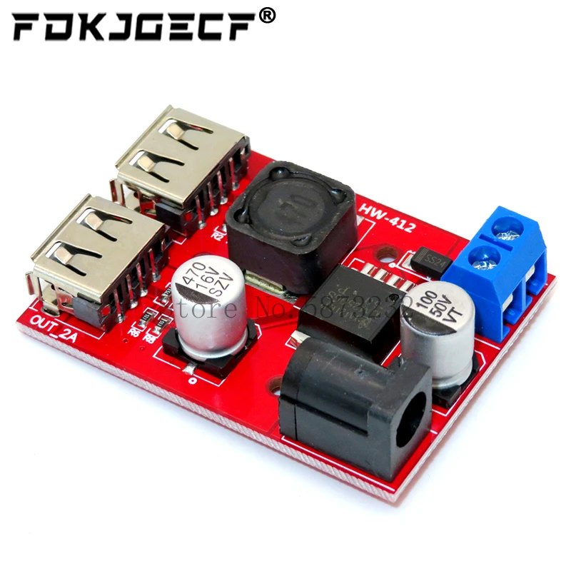 LM2596 LM2596S Dual USB DC-DC 9V 12V 24V 36V to 5V 3A Step Down Buck Converter Board Car Charger Solar Power Supply Module