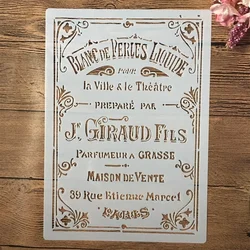 A4 29cm bilhete de arquivo francês vintage diy estênceis em camadas pintura de parede scrapbook colorir gravação álbum modelo decorativo