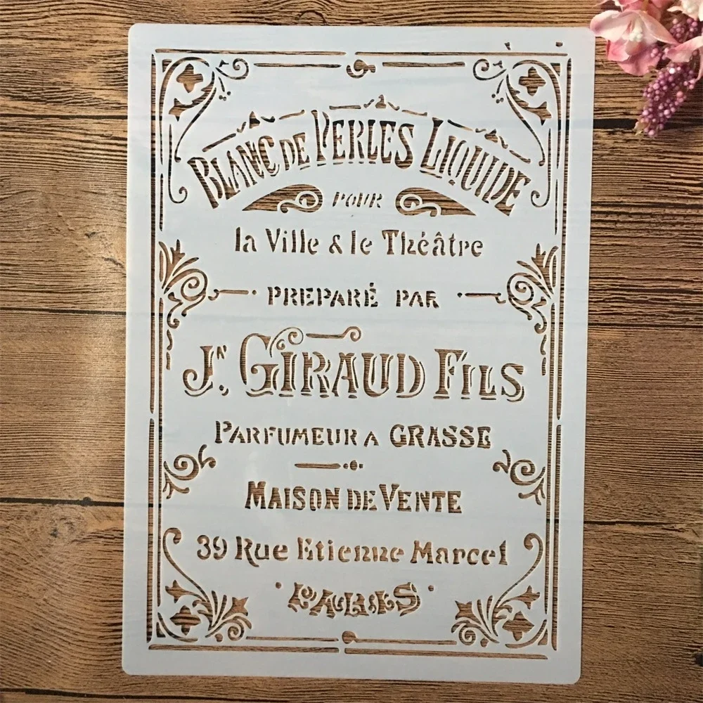 A4 29cm Vintage francuski plik bilet DIY nakładania warstw szablony malowanie ścian księga gości kolorowanie tłoczenie Album dekoracyjny szablon