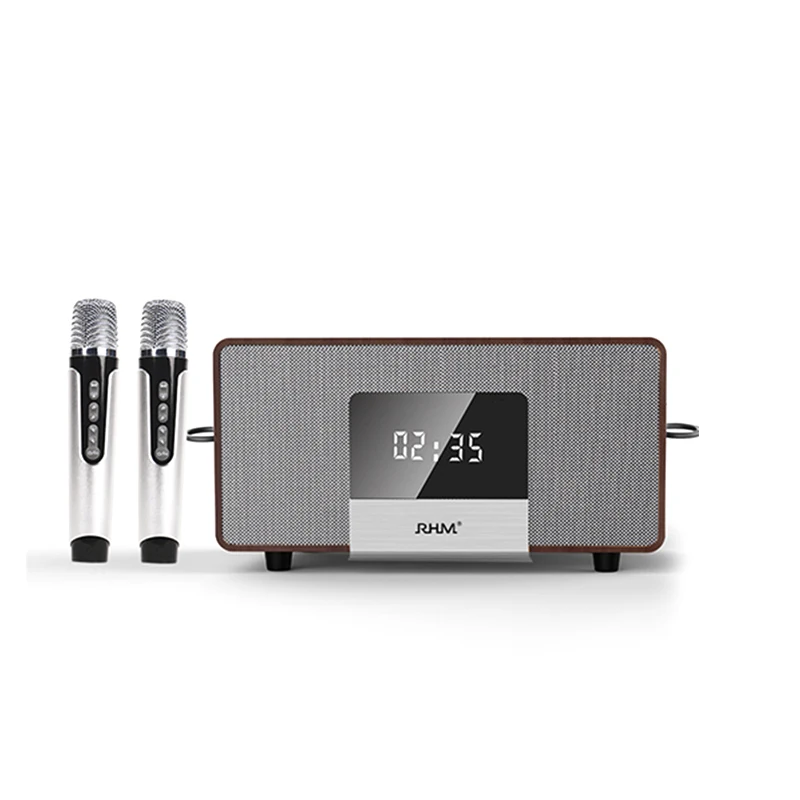RHM K222 صندوق خشبي متعدد الوسائط مكبر صوت لجهاز الكاريوكي نظام المسرح المنزلي مع USB SD بلوتوث Aux ووظيفة الميكروفون للاستخدام الصوتي