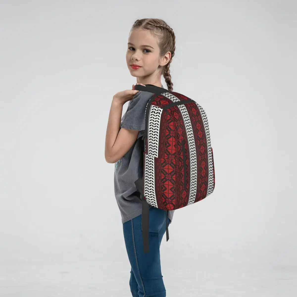 Arabic Folk Kufiya Hatta Traditional Keffiyeh Pattern Backpack Daypack Boys Girls BookBag School Bag Shoulder Bags for Men Women
