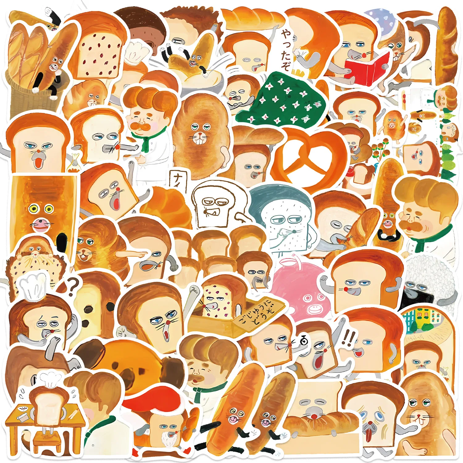 

10/60PCS Cartoon Bread Thief Cute Fun Creative Doodle Stickers Kids Toy Gifts for Scrapbook Luggage Laptop Phone Case Guitar