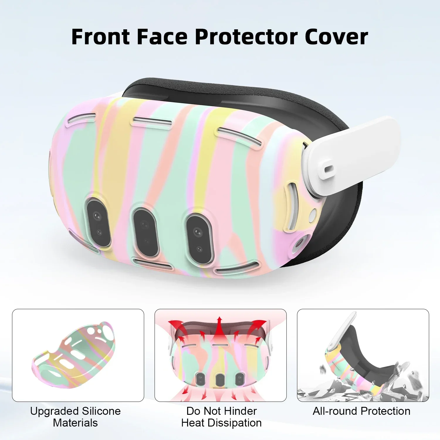 ชุดปลอกซิลิโคนสำหรับ ocula/meta Quest 3อุปกรณ์เสริมชุดหูฟัง VR ตัวควบคุมที่จับแผ่นปิดตาแผ่นปิดตา VR ของขวัญปาร์ตี้