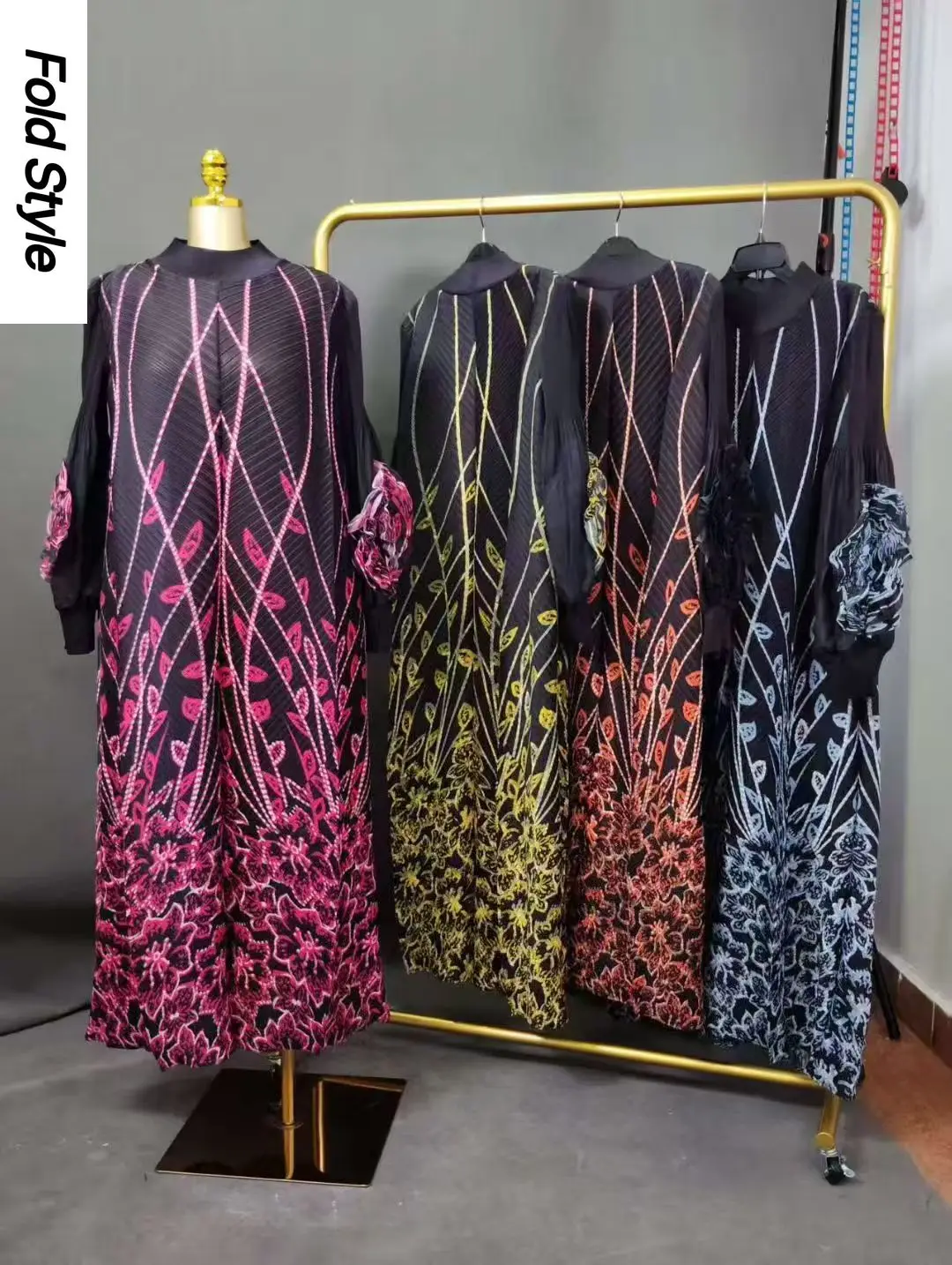 

Miyake Pleated Printed Pullover Dress Temperament Commuter Loose Women's Dress 2025 Autumn and Winter New