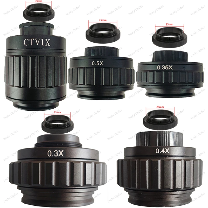 C Mount Adapters Lens 0.3X 0.35X 0.4X 0.5X 1X CTV For Trinocular Stereo Microscope 38MM Interface Microscope Camera Adapter