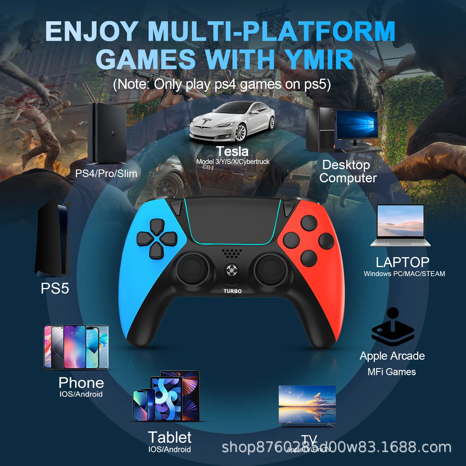 AI Gamepads for PS4 Controller  Play PS4 Games on PS5 Turbo,PS Gamepad Mando Game Control for PS4 Steamdeck Android