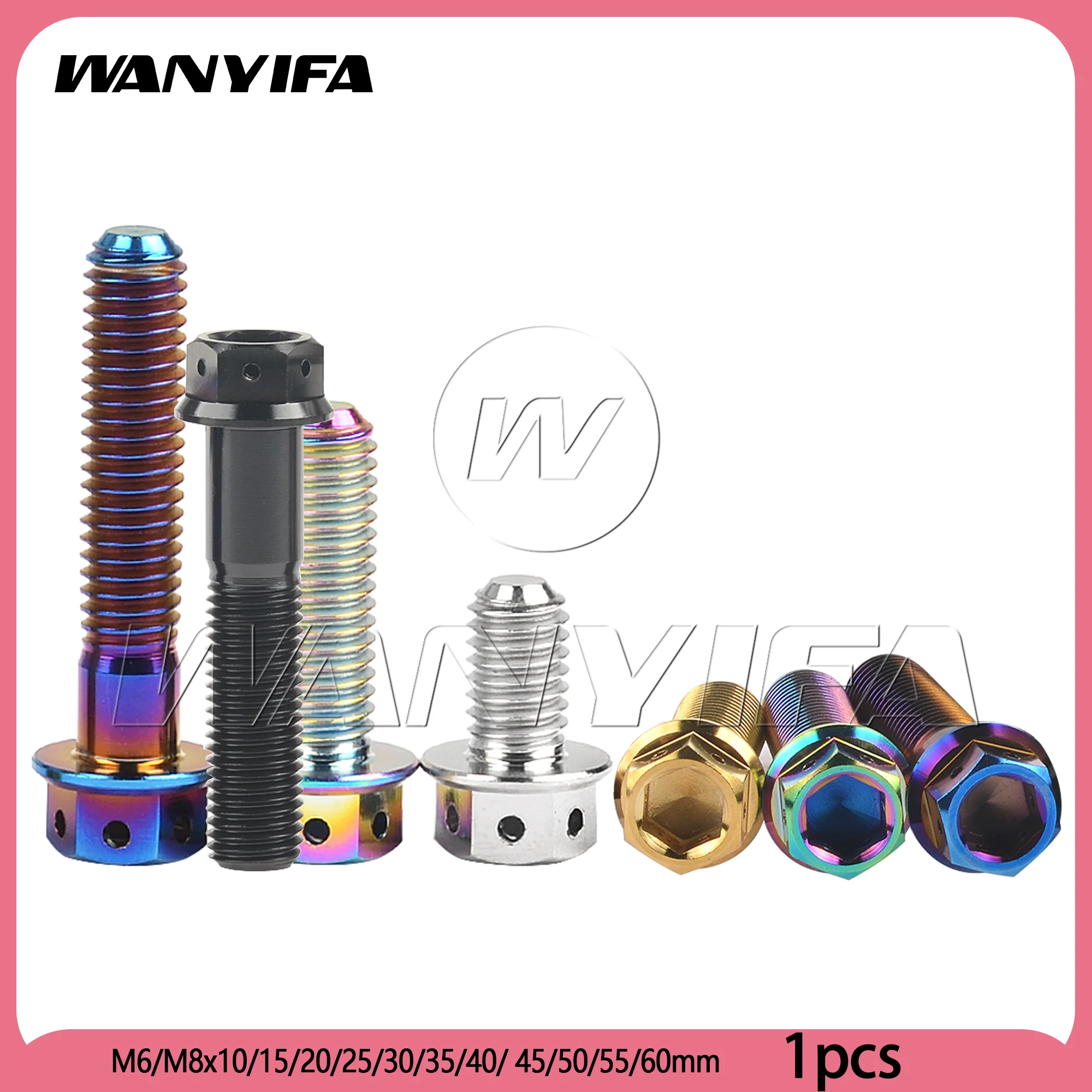 Wanyifa  Titanium Bolt M6/M8x10/15/20/25/30/35/40/ 45/50/55/60/75mm Flange with Drilled Holes Hex Head Screws for Motorcycle