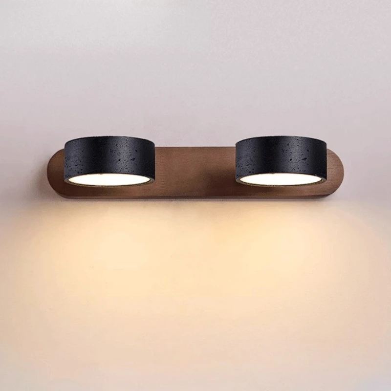 Japanese Wabi Sabi Creative New Round LED Wall Light Home Decoration Bathroom Washtable Dressing Table Mirror Front Lamps