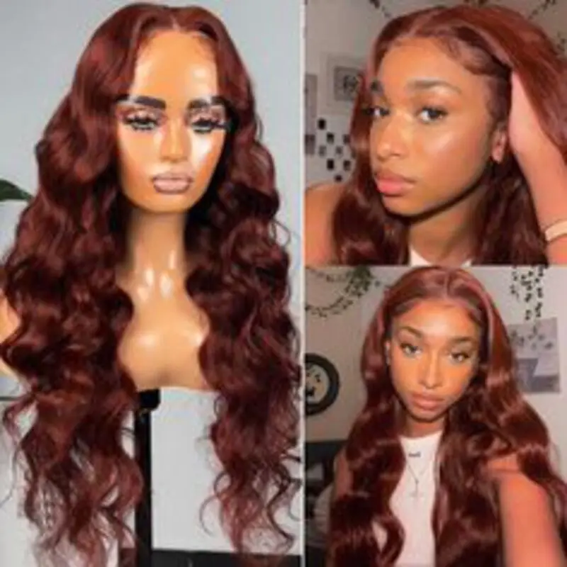 Reddish Brown 250% HD Dark Red Brown Body Wave 13x6 Lace Front Human Hair Wigs 13x4 Lace Frontal Wig