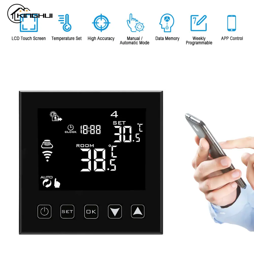 WIFI Smart Digital Control Temperature Electric Heating Thermostat Switch Thermometer Sensor LCD Floor Heating Indoor Outdoor