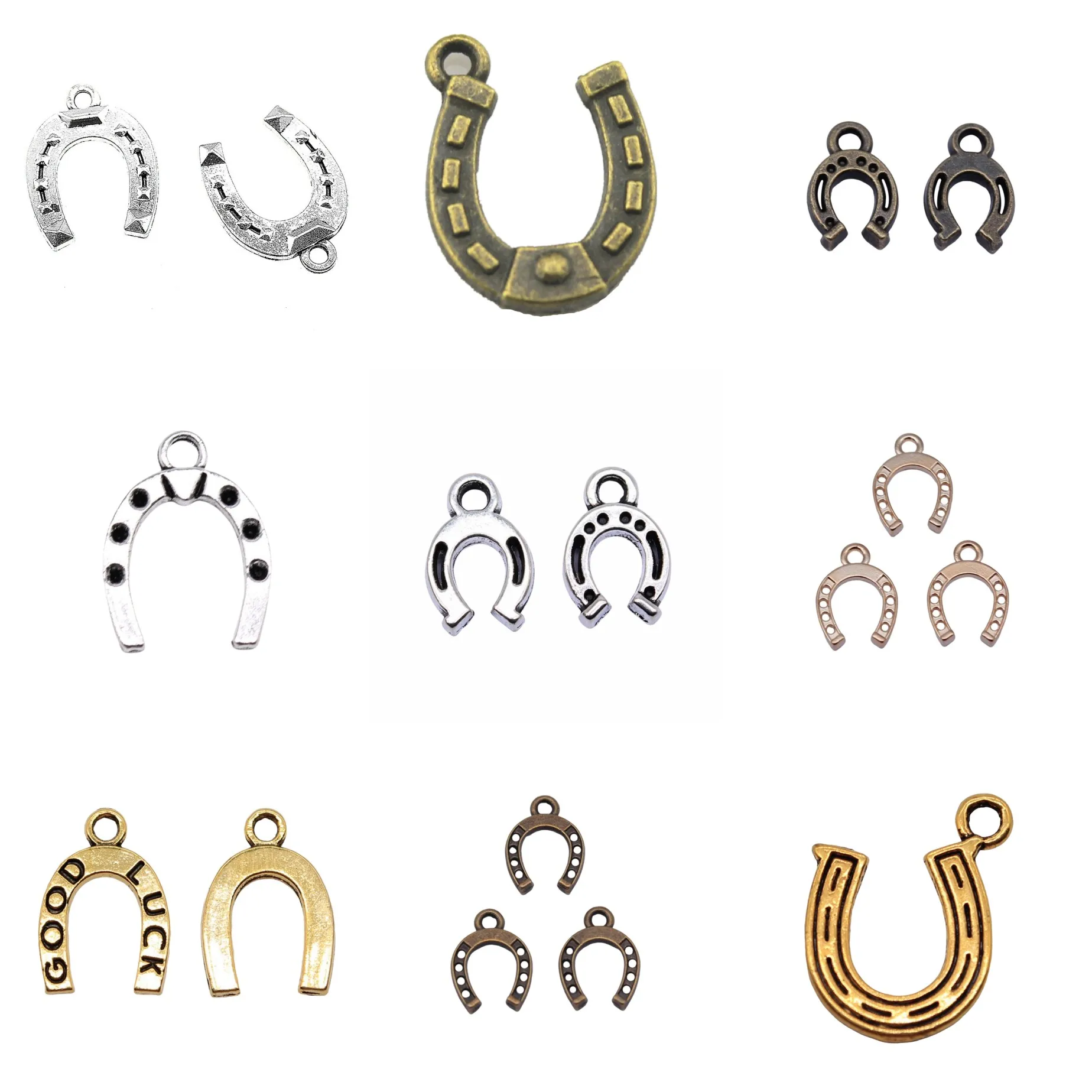 Mixed Colors Horseshoe Lucky Symbol Charms Pendant Western Cowboy Charm For Necklace Bracelet Earring DIY Jewelry Findings
