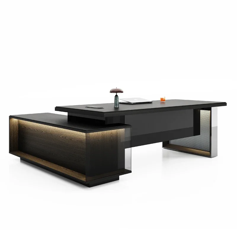 gs-Premium Modern Modular Executive Office Desk L-Shape With Sideboard MDF Material One-stop Procurement Office Furniture Sets
