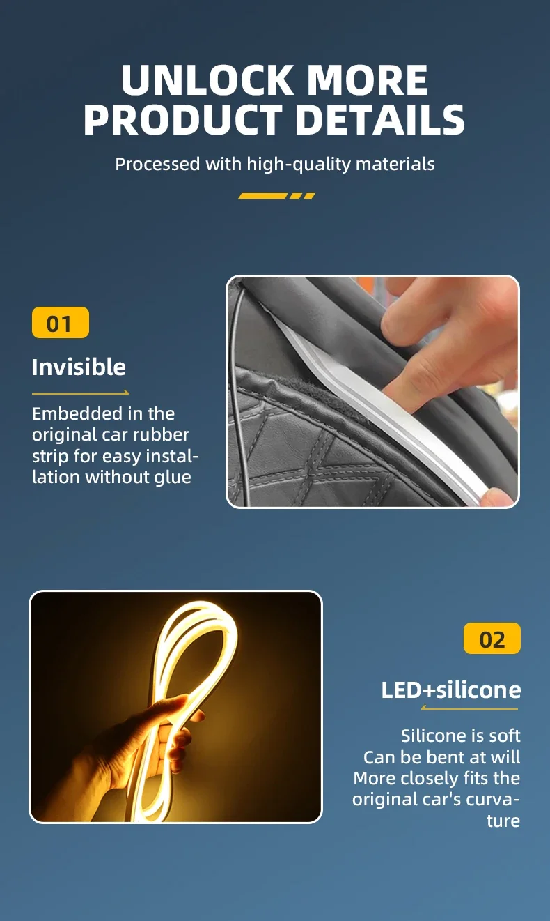 Für Tesla Model YL 2026 2027 Kofferraum-Ambiente-LED-Licht Silikon Zerstörungsfreie Installation Dekorative Modifikationszubehörteile – Detail 8