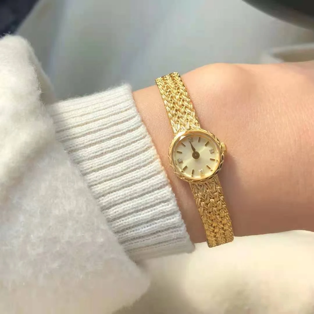 Japanese Women's Watch Ear of Wheat Design Strap Exquisite Retro Small Dial Advanced Compact Watch with Simple Temperament