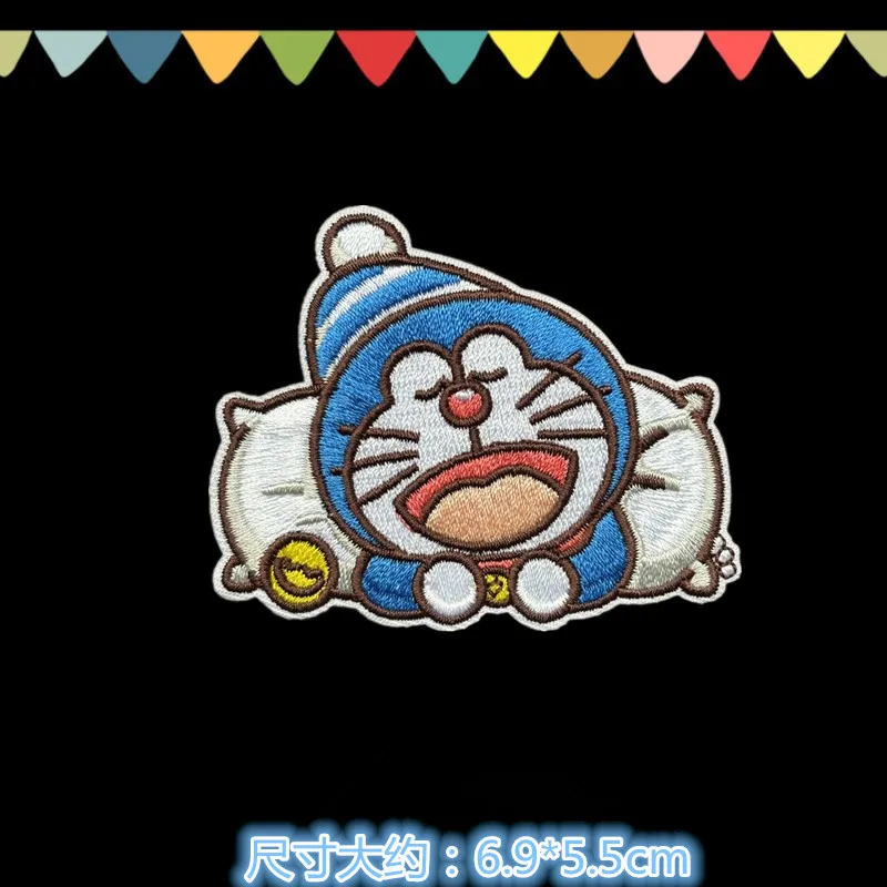 Doraemon Stoffaufkleber, kreative, hochwertige Anime-Cartoon-Stickerei, bedruckt, für Schüler, niedliche DIY-Kleidungs- und Schulranzen-Aufnäher – Detail 6