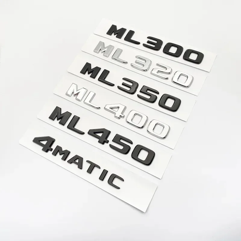 ABS Black Silver Letters ML300 ML350 ML400 ML450 ML500 Emblem for Mercedes Benz M Car Fender Trunk Rear W164 W166 Logo Sticker