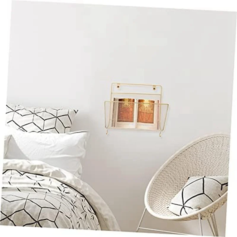 MAKE-1 조각 철 책 랙 금속 신문 랙 벽 보관 선반 사무실 간단한 스타일 흰색