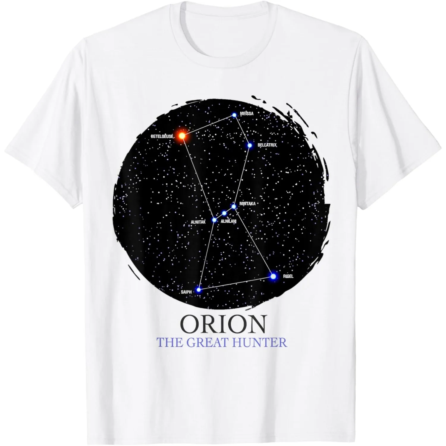 Orion Star Constellation Graphic Tee Men Fashion Short Sleeve Astronomy Top Round Neck T-Shirt