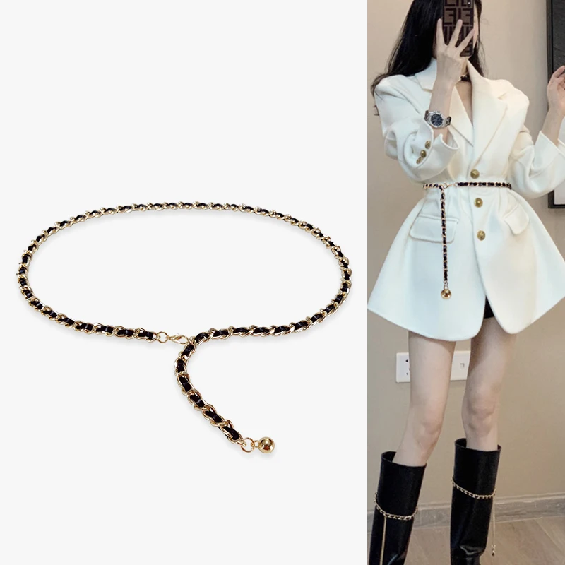 Gold Chain Belt Female Luxury Dress Metal Cummerbunds Designer Belts For Women High Quality Coat Jeans Waistband Corset Strap
