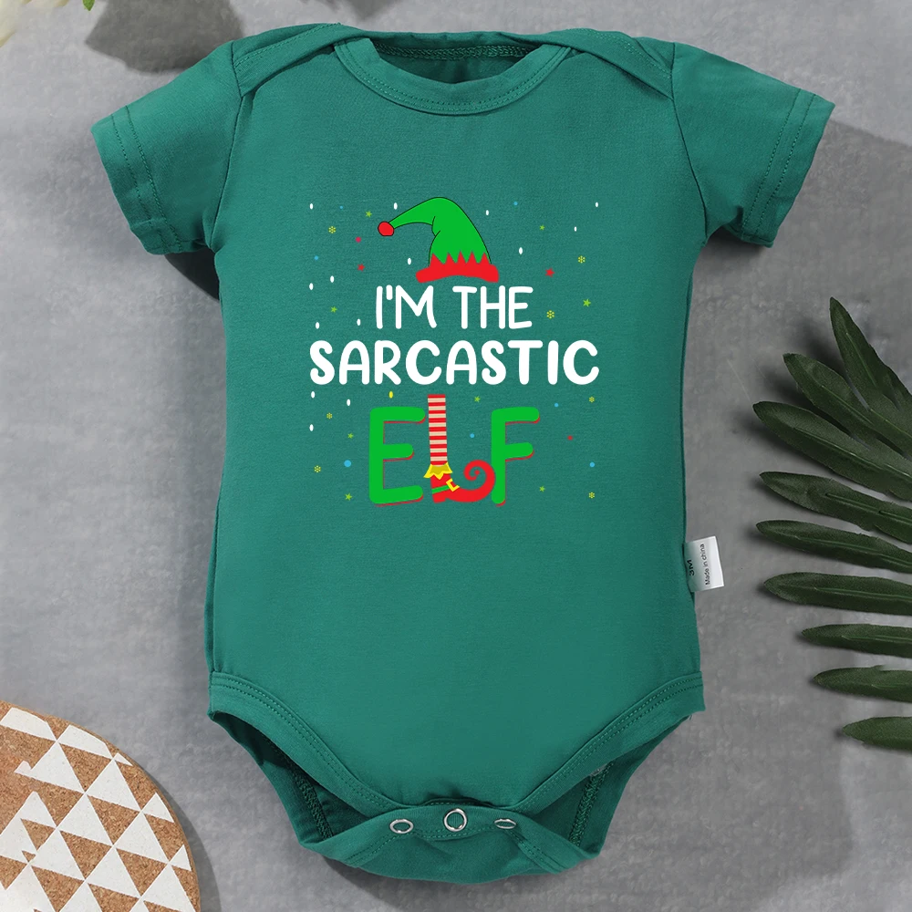 I'm The Sarcastic Elf Baby Boy Body Christmas Festival Vibe Green Cotton Short Sleeve Toddler Girl Clothes Home Newborn Pajamas