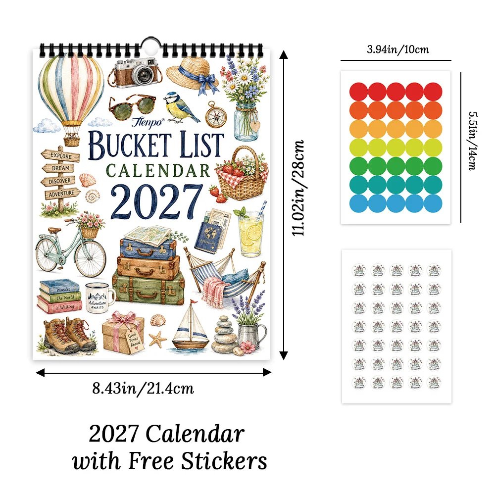 1pc 2027 Four Seasons Vintage Food Wall Calendar,12‑Month Planner,Gift For ,Christmas,Halloween,New Year,Free Stickers Included