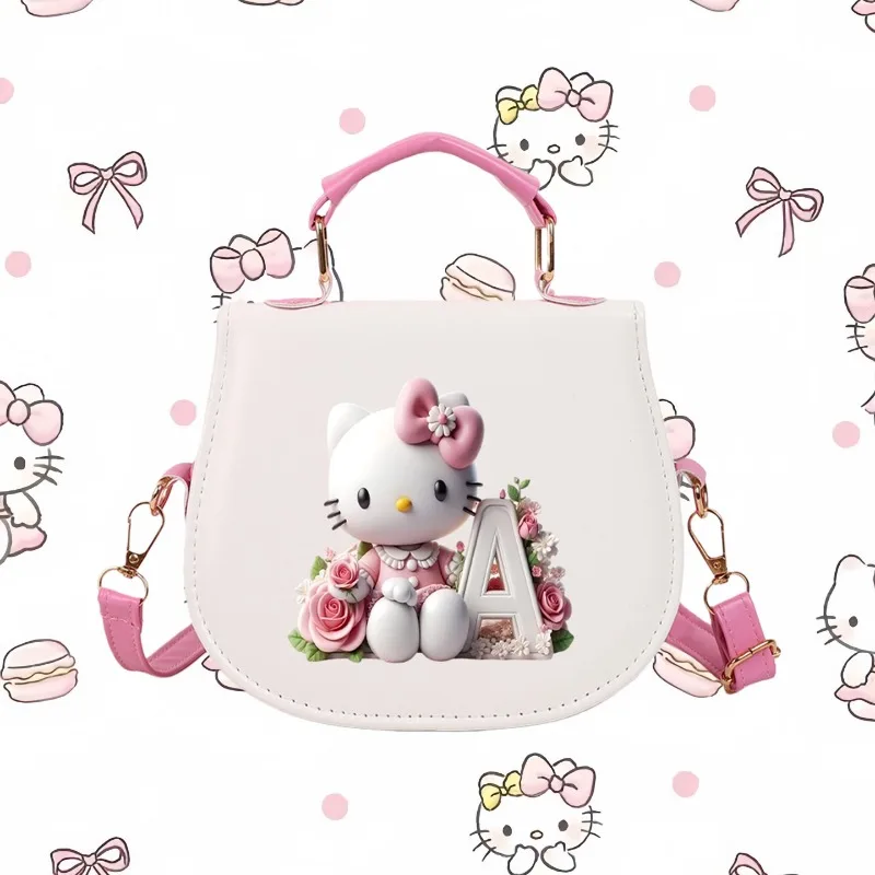 

Сумка через плечо Sanrio, женская сумка через плечо с принтом букв A-Z в стиле мультфильма Hello Kitty, сумка для отдыха и покупок, сумка для мобильного телефона
