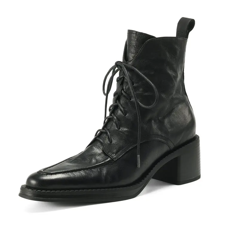 

2025 современные женские ботинки из натуральной кожи, модные ботильоны с острым носком, весенне-осенняя обувь