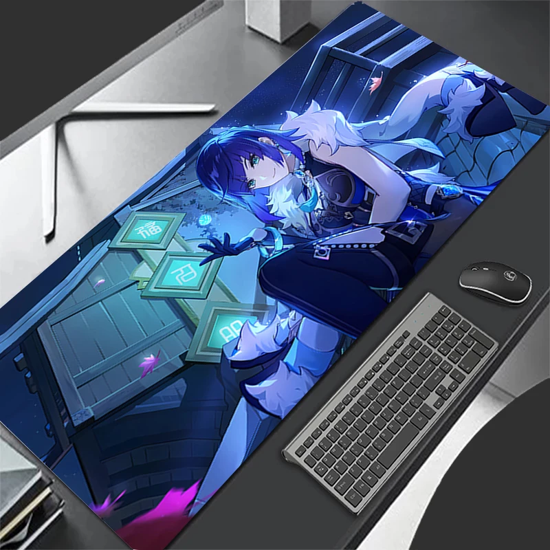Mousepad Computer Gaming Accessories Keyboard Pad Office PC Rubber HD G-genshin Impact Yelan Mouse Pad Decoracion Desk Mouse Mat