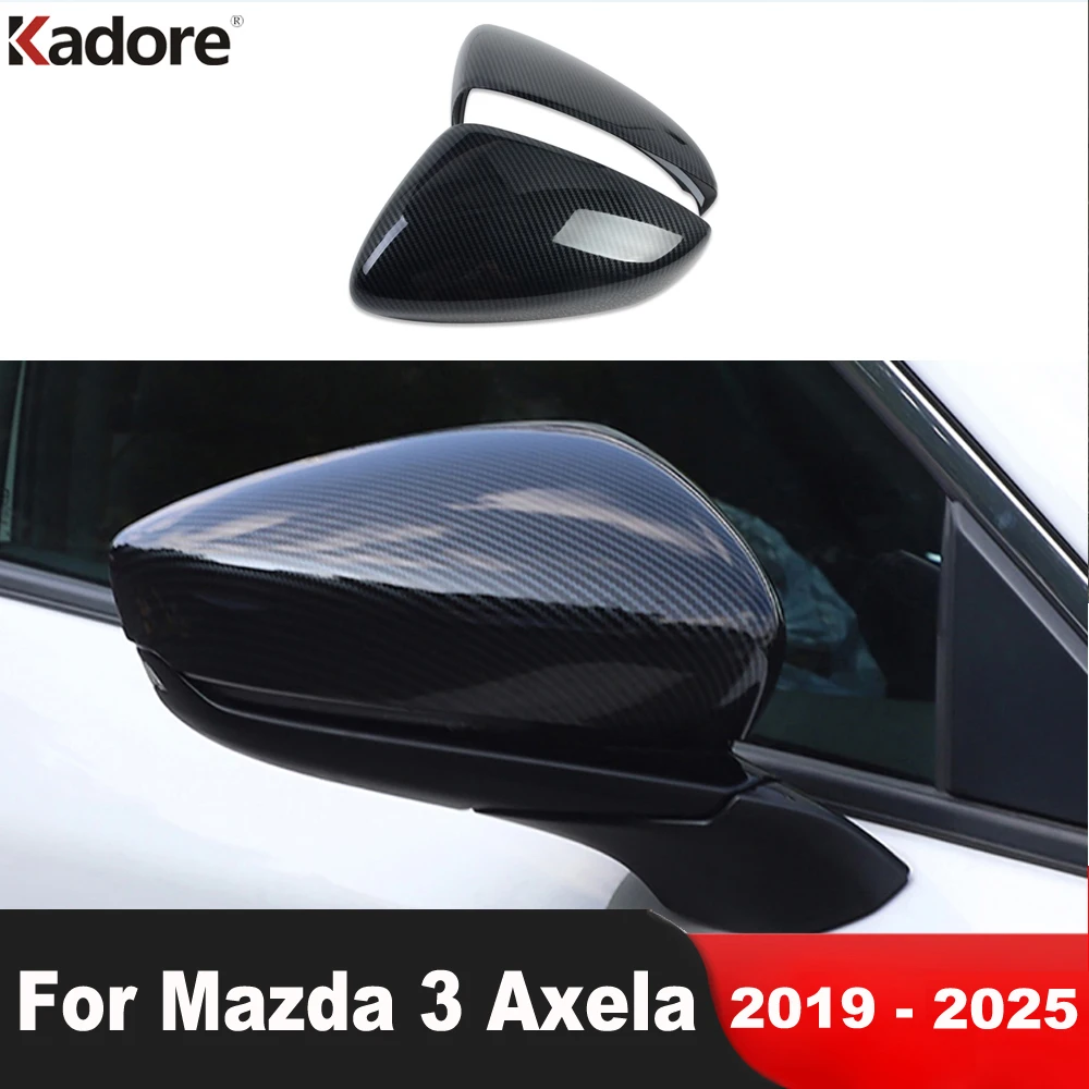 

For Mazda 3 Axela BP 2019-2023 2024 2025 Carbon Fiber Car Rearview Mirror Cover Trim Side Wing Mirror Cap Overlay Accessories