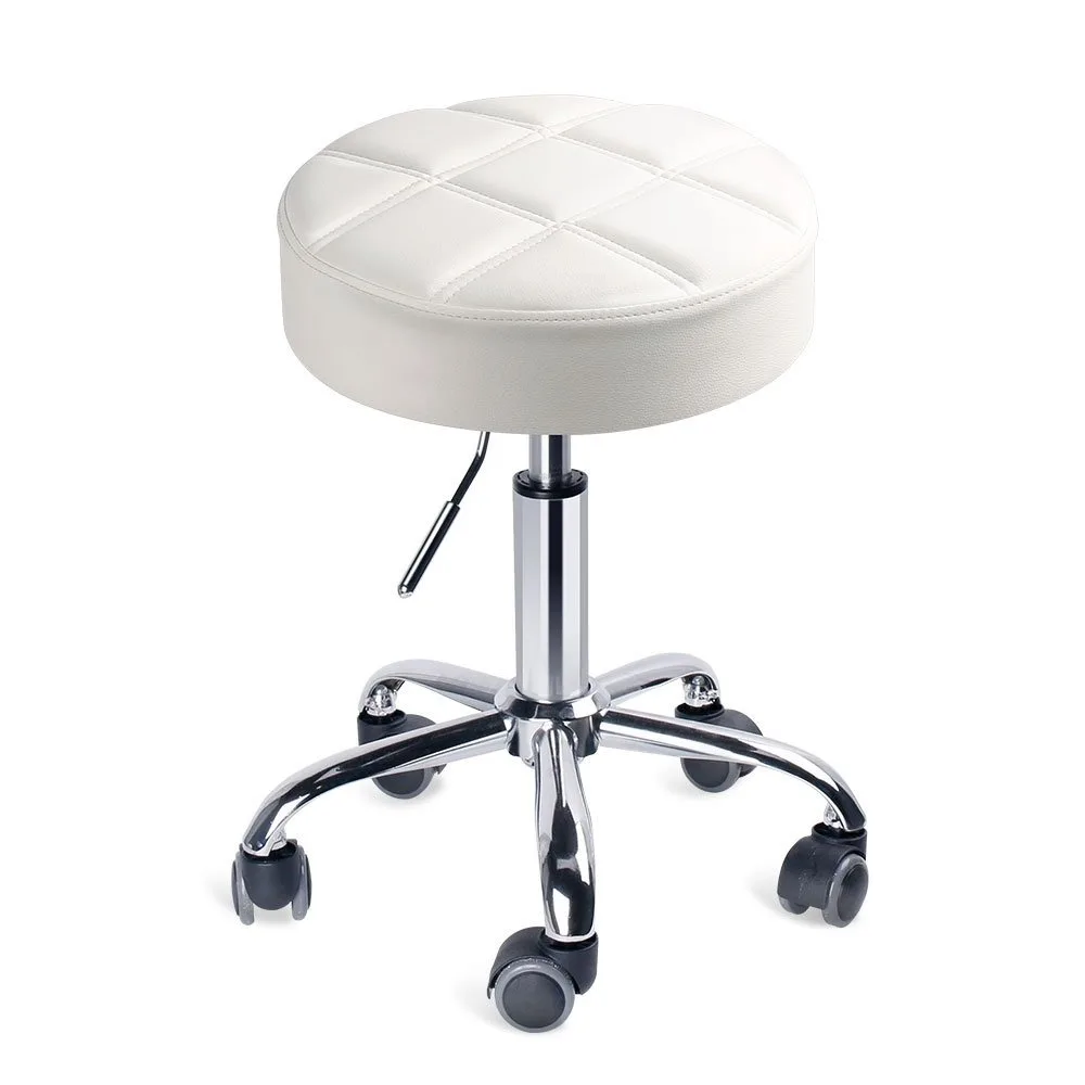 

Leopard Round Rolling Stools, Adjustable Work Medical Stool with Wheels (White)