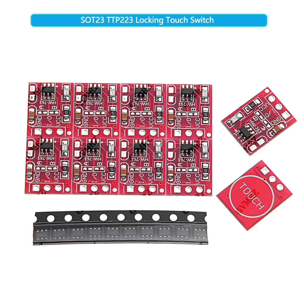 10PCS/LOT NEW SOT23 TTP223 Locking Touch Switch Sensor Touch Button Module Capacitor Type Single Channel Self 