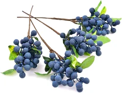 4pcs Artificial Blueberry with Stems Lifelike Fruits for Wedding DIY Bridal Bouquet Home Kitchen Party Decoration