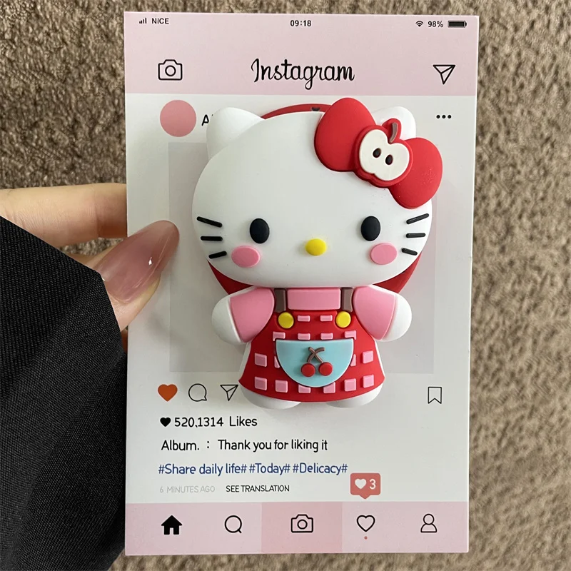 Für Magsafe Magnetischer Handygriff, Ständer, Niedlicher 3D-Cartoon Hello Kitty für iPhone, Faltbarer Halter mit Drahtlosem Laden, Stereoskopischer Halter – Detail 14