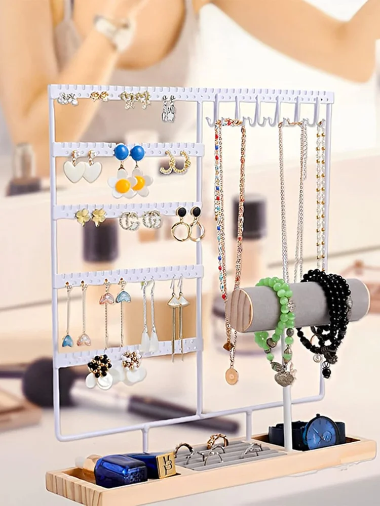 Sieraden Display Rack Oorbellen Ring Ketting Horloge Sieraden Plank Organisator Armband Standhouder Haken Opslag met Sieraden Lade - afbeelding 2