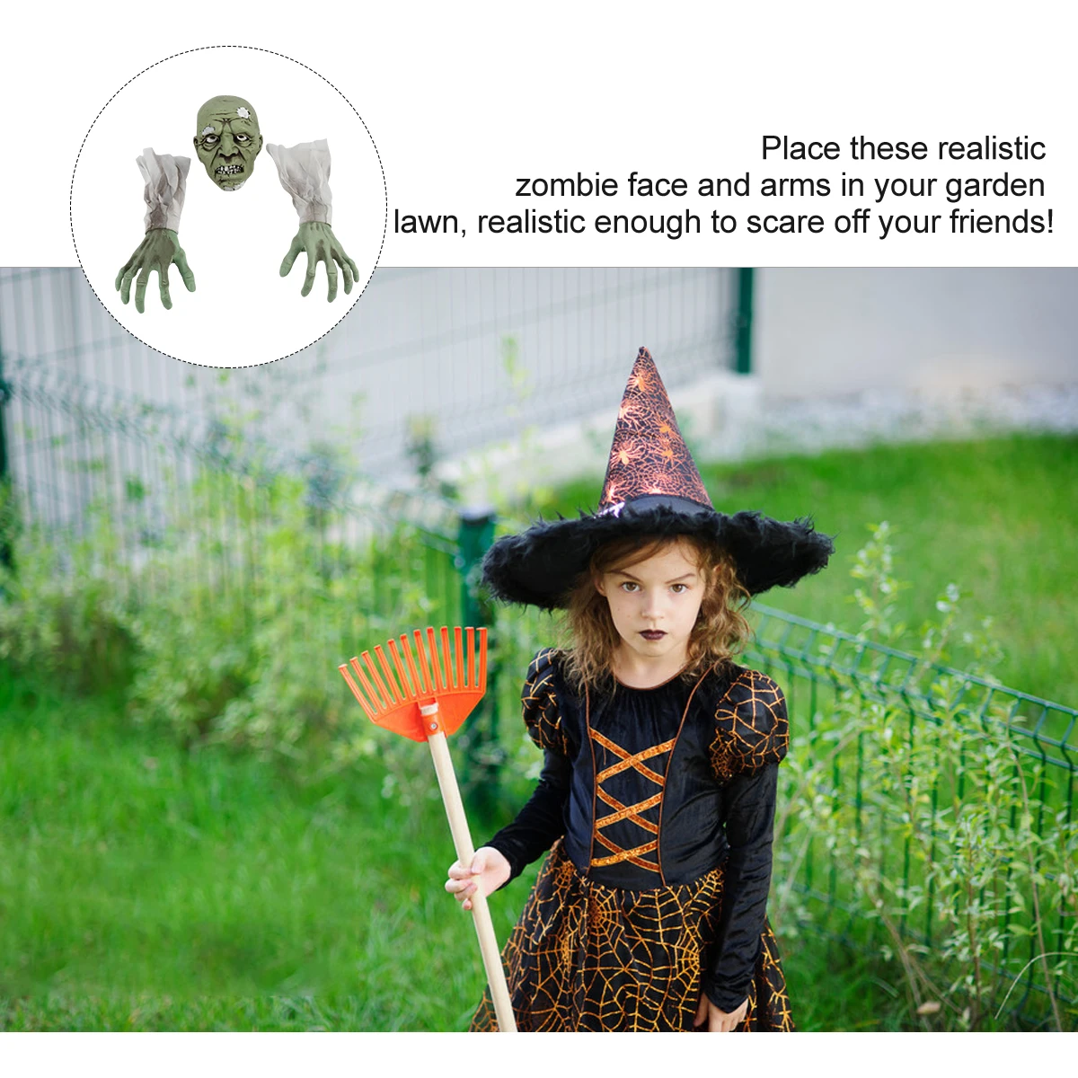 

2 Arms Face Zombie Stakes Realistic Scary Zombie Face Stakes Halloween Lawn Decor Graveyard Garden nament Outdoor Party