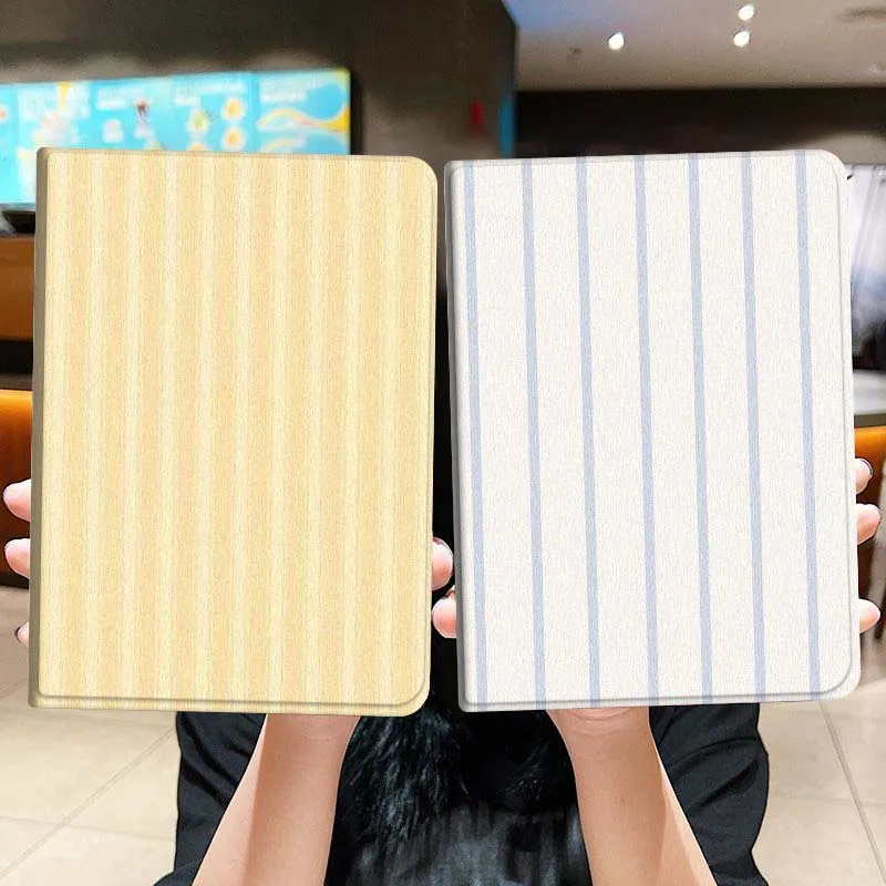 

Vertical Stripe Yellow Pattern Gift For iPad Pro Air Mini 2 3 4 5 6 7 6th 7th 10th 11th 10.2 9.7 10.5 11 Foldable Tablet Case