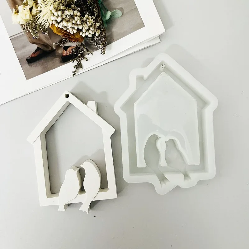 Bird House Wall Hanging Silicone Mold Bird Wreath Plaster Mould Hanging Ornament Mould Home Decoration Resin Mold