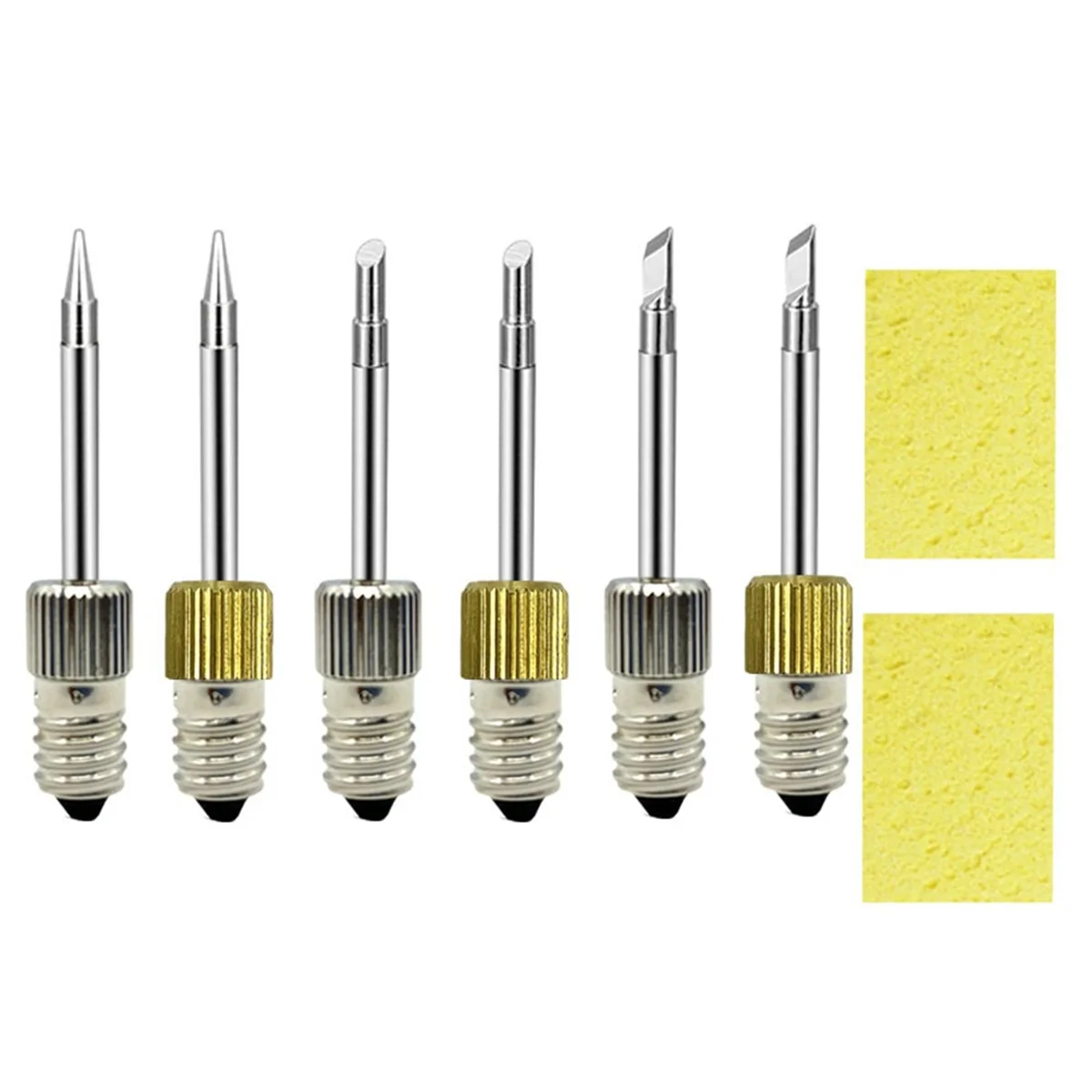 6Pcs Brass Soldering Tips USB Soldering Iron Welding Soldering Tips for E10 Interface Soldering