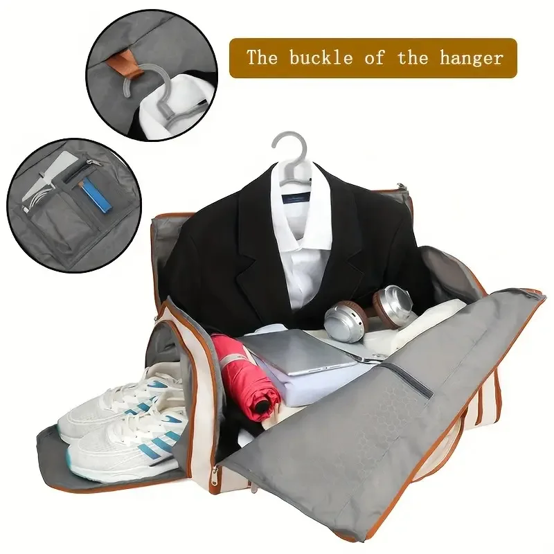 Buylor 2in1 Travel Suit Bag Convertible Garment Bag Wearable Folding Storage Hanging Clothes Bag Crossbody Convertible Backpacks