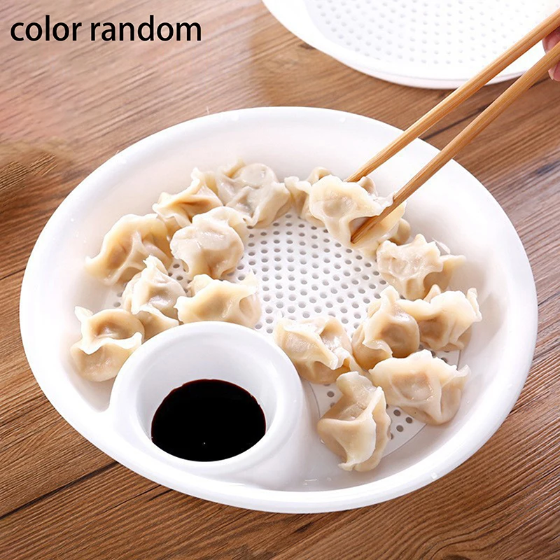 Double Layered Dumpling Plate With Vinegar Dish Multifunctional Dumpling Fruit French Fries Tray Can Drain Water