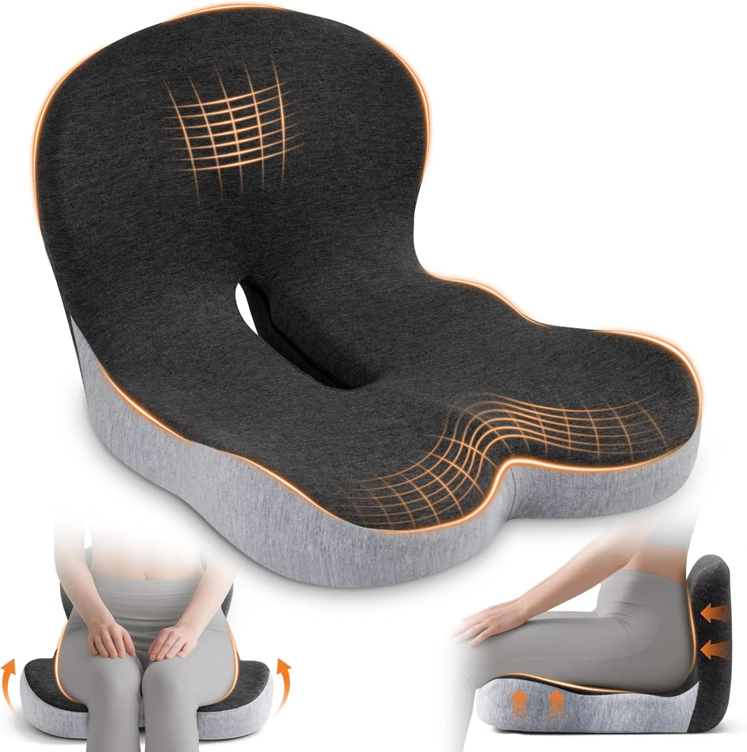 Memory Foam Seat Cushion Orthopedic Pillow Coccyx Office Chair Cushion Support Waist Back Pillow Car Seat Hip Pad Student Pad