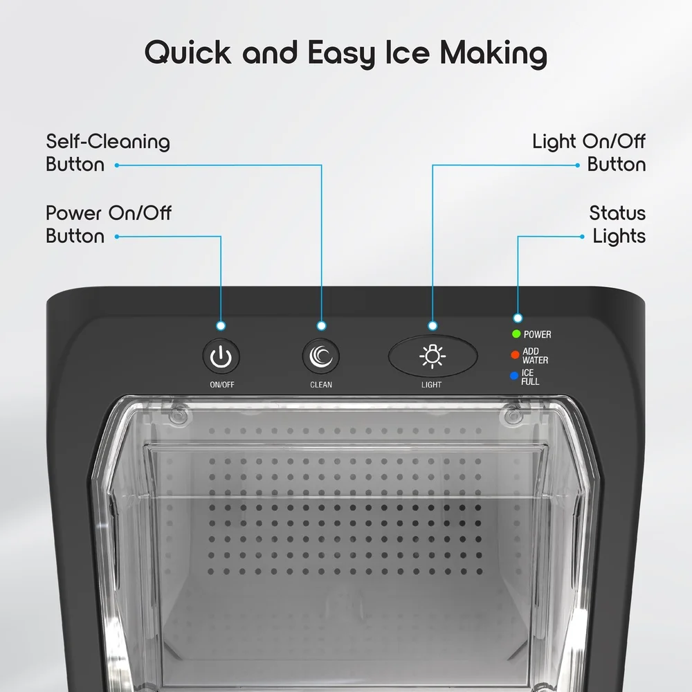 Ice Maker QuickCube Nugget, емкость 3 л, компактный настольный льдогенератор из нержавеющей стали, производит лед 25 фунтов, ежедневная самоочистка
