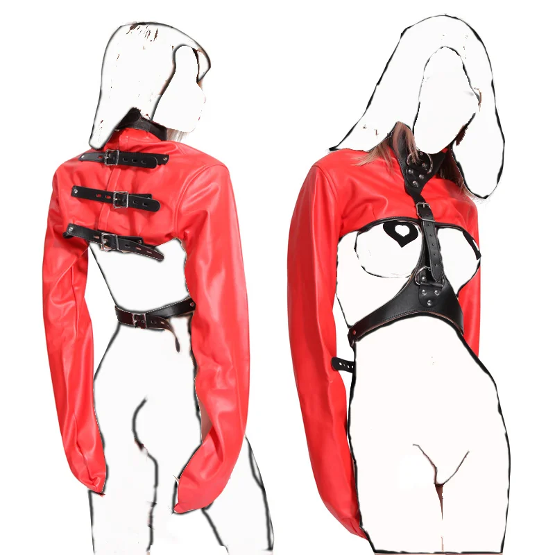 Bondage Women PU Leather Body Harness Cupless Straight Jacket Adult Costume BDSM Sexy Shop Atacado Harness Woman Accessories