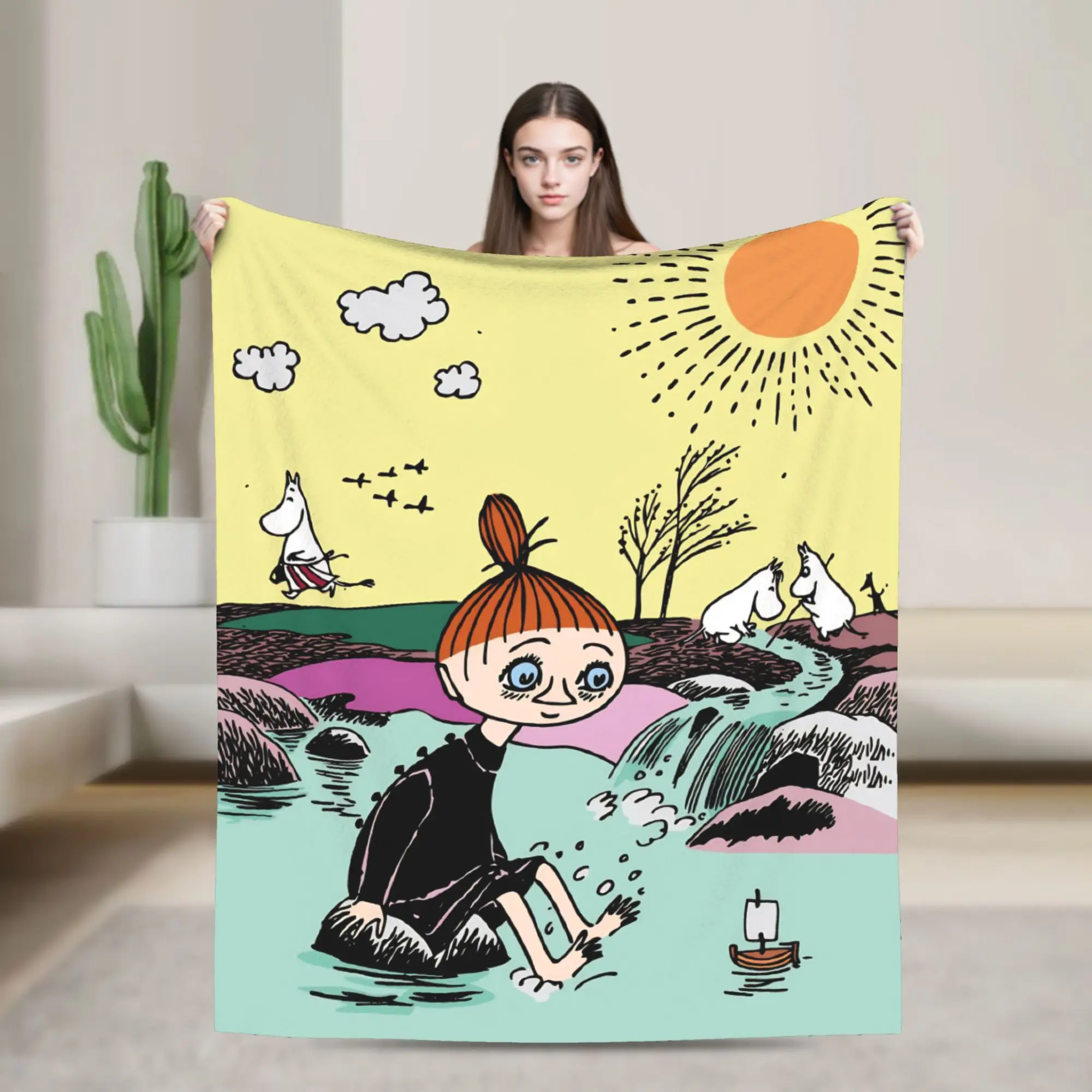 Moomins Little My Knitted Blanket  Fuzzy Throw Blanket Summer Air Conditioning Decoration Ultra-Soft Warm Bedspreads,