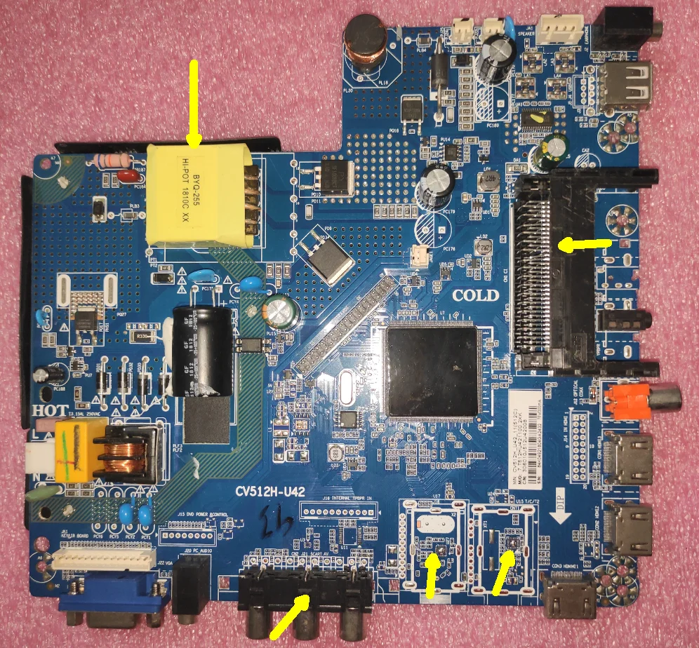 Placa base de TV CV512H-U42, tres en uno, múltiples interfaces diferentes, compatible con diferentes pantallas