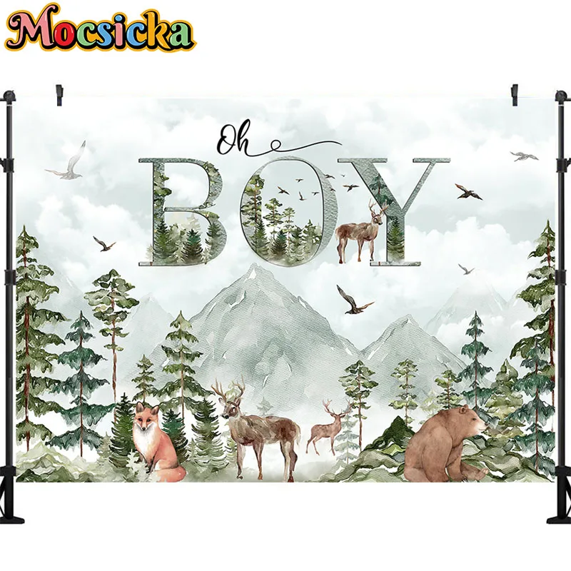 Mocsicka Photography Backdrops Forest Background Cartoon Safari Park Zoo Jungle Forest for Baby Shower Party Decoration Banner