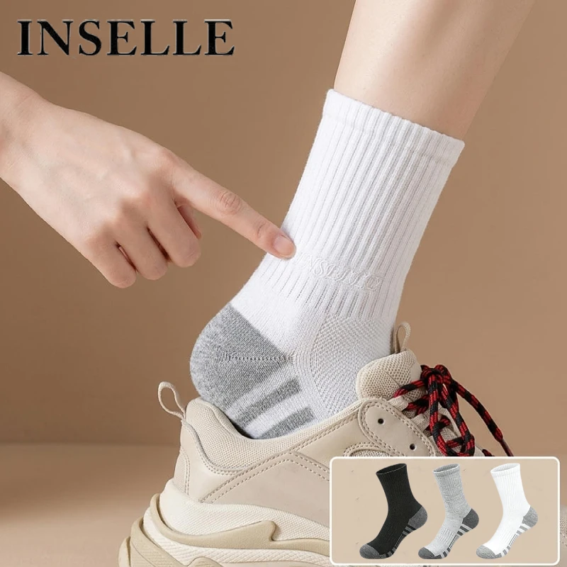 Men's Athletic Crew Socks, Cushioned Sole Arch Support Shock Absorption Odor Control Moisture Wicking Breathable Wear Resista