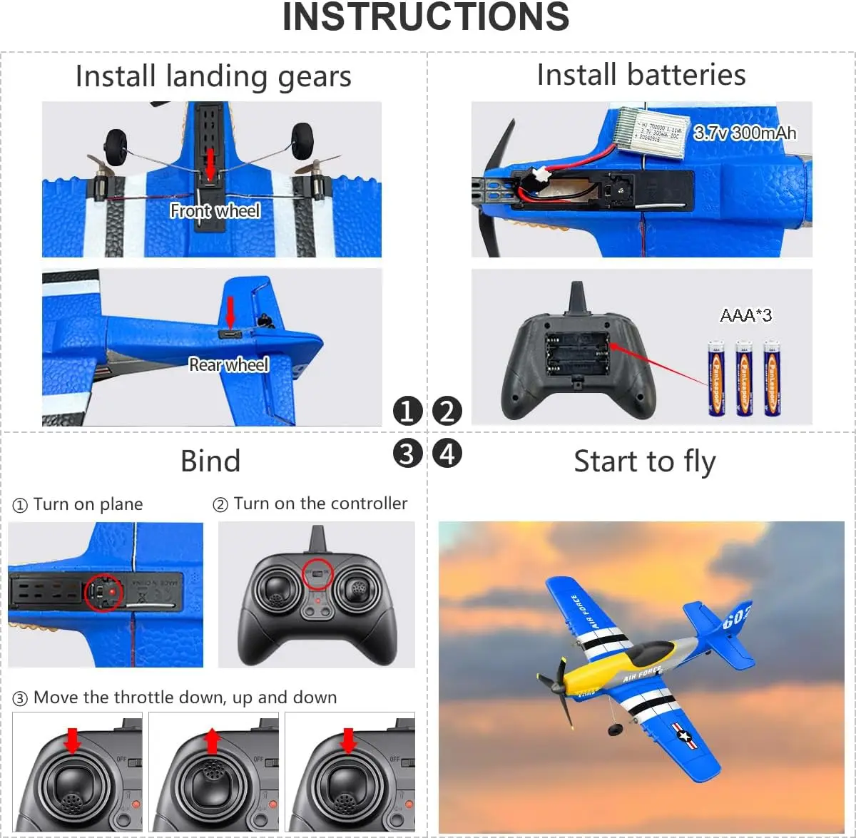 P51 RC Plane 2.4G 3CH EPP Foam Remote Control Fighter Fixed Wingspan Glider Outdoor RTF RC Warbird Airplane Toys Gifts